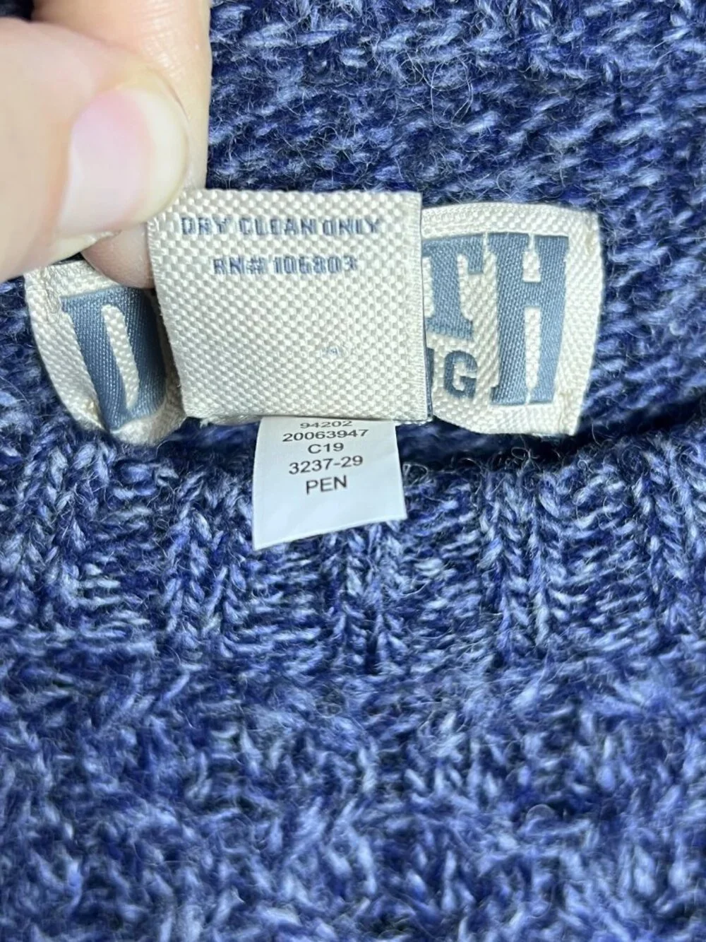 Duluth Trading Co Cable Knit Sweater Blue Wool‎ Large